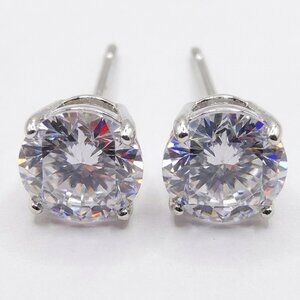 925 Sterling Silver 1 Carat Round Brilliant CZ Solitaire Stud Earrings
